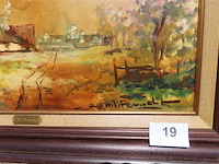 Landschap, olie op doek, henri joseph pauwels - afbeelding 3 van  3