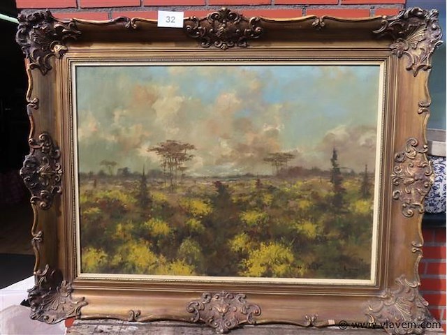 Landschap, olie op doek, henri joseph pauwels - afbeelding 1 van  3