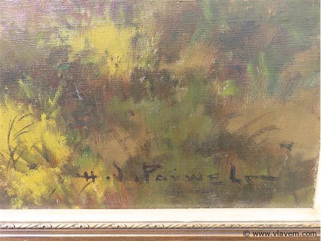 Landschap, olie op doek, henri joseph pauwels - afbeelding 3 van  3