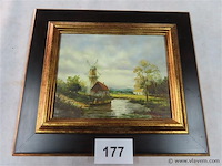 Landschap olie op paneel, gesigneerd - afbeelding 1 van  3