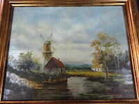 Landschap olie op paneel, gesigneerd - afbeelding 2 van  3
