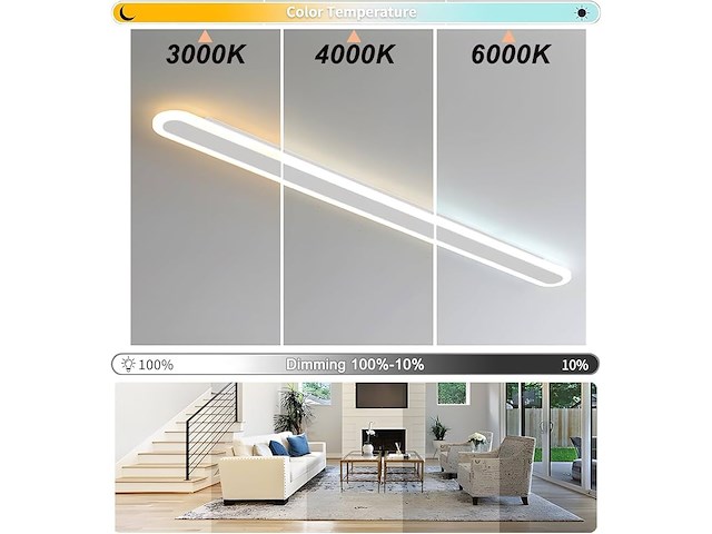Langwerpige led wandlamp wit 120cm - afbeelding 2 van  5
