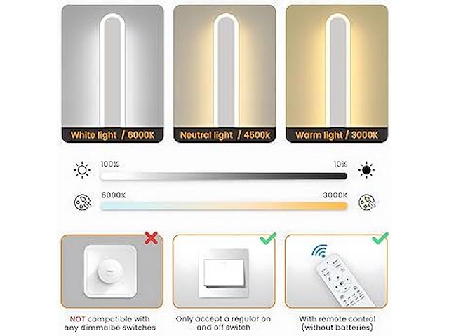 Langwerpige led wandlamp wit 120cm - afbeelding 3 van  5