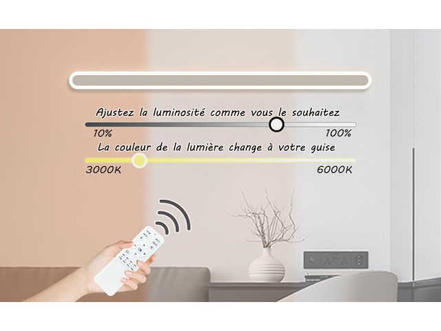 Langwerpige led wandlamp wit 120cm - afbeelding 4 van  5