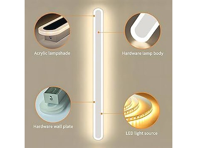 Langwerpige led wandlamp wit 120cm - afbeelding 5 van  5