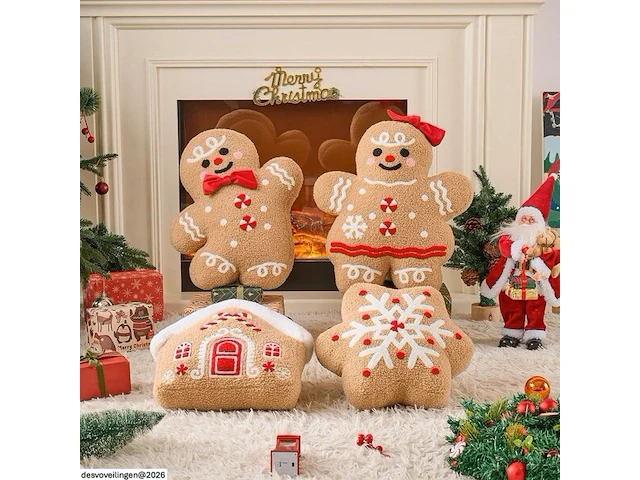 Lanpn kerst peperkoek kussens (set van 4) - afbeelding 2 van  3