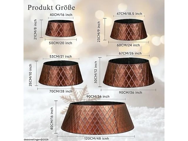 Lanpn metalen kerstboomkraag, 36 inch diameter - afbeelding 5 van  5