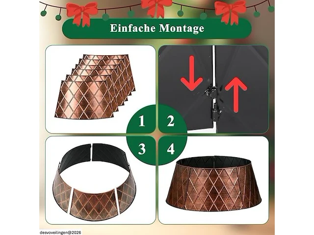 Lanpn metalen kerstboomkraag, 36 inch diameter - afbeelding 3 van  5
