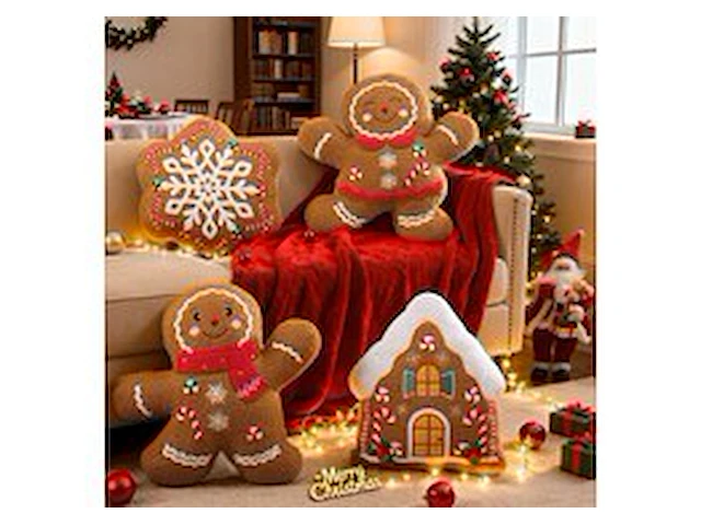Lanpn peperkoek kerstkussen (set van 4) - afbeelding 1 van  3