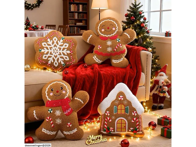 Lanpn peperkoek kerstkussen (set van 4) - afbeelding 2 van  3