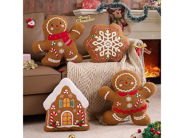 Lanpn peperkoek kerstkussen (set van 4) - afbeelding 1 van  3