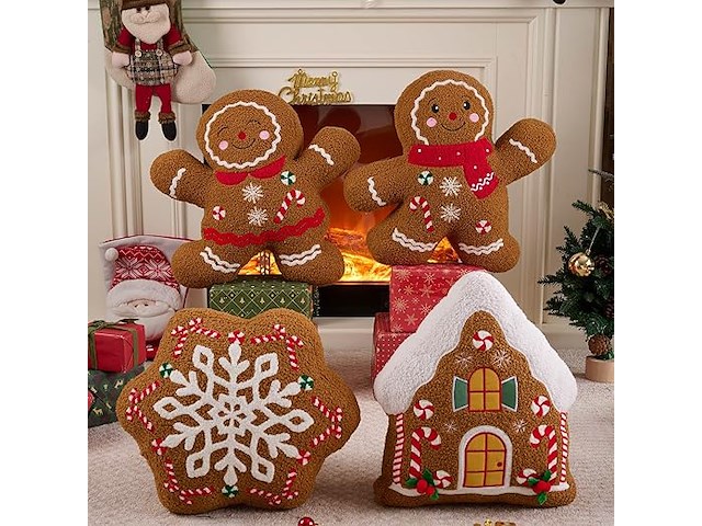 Lanpn peperkoek kerstkussen (set van 4) - afbeelding 2 van  3