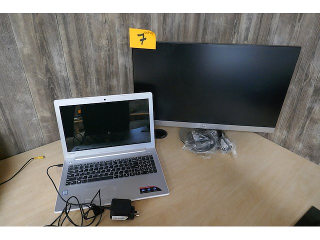 Laptop lenovo + monitor pc scherm noc - afbeelding 1 van  6