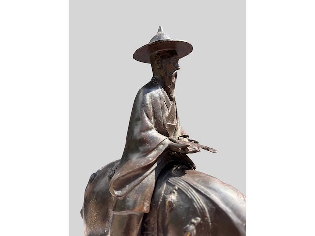 Large chinese bronze su shi - su dongpo riding his mule statue - afbeelding 4 van  27