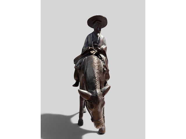 Large chinese bronze su shi - su dongpo riding his mule statue - afbeelding 9 van  27