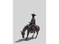 Large chinese bronze su shi - su dongpo riding his mule statue - afbeelding 12 van  27