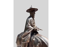Large chinese bronze su shi - su dongpo riding his mule statue - afbeelding 4 van  27
