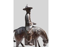Large chinese bronze su shi - su dongpo riding his mule statue - afbeelding 7 van  27