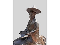 Large chinese bronze su shi - su dongpo riding his mule statue - afbeelding 10 van  27