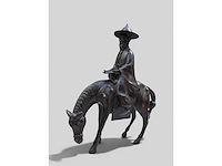 Large chinese bronze su shi - su dongpo riding his mule statue - afbeelding 1 van  27