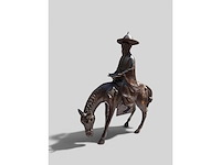 Large chinese bronze su shi - su dongpo riding his mule statue - afbeelding 22 van  27