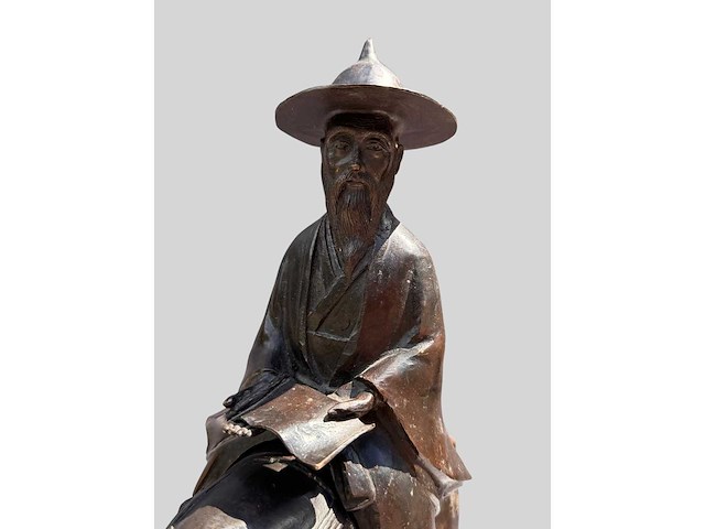 Large chinese bronze su shi - su dongpo riding his mule statue - afbeelding 27 van  27