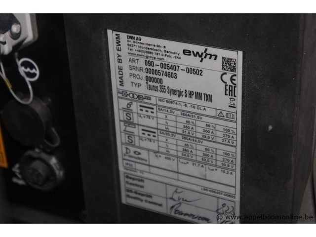 Lasapparaat ewm multimatrix taurus s 355, 400 v, serienummer 0000574603, laskabels, toorts, massaklem, gasslang, werking niet gekend - afbeelding 3 van  3