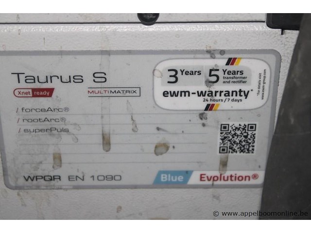 Lasapparaat ewm taurus 355 synergic s hp mm tkm, serienummer 0000617891, lasbekabeling, gasflessen, verrijdbare kar, werking niet gekend - afbeelding 2 van  4