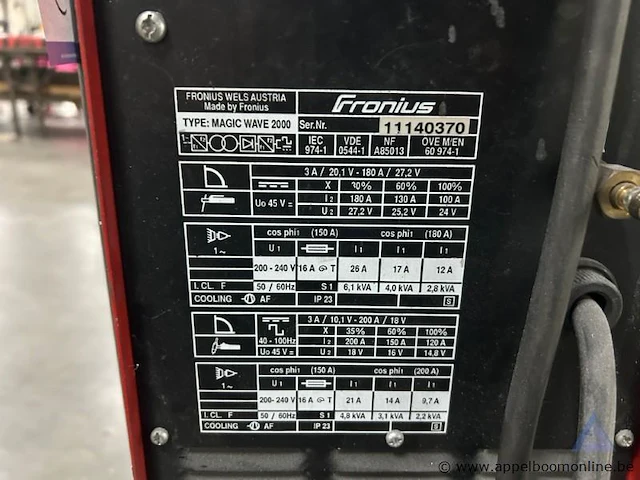 Lasapparaat fronius magic wave 2000, 200-240 v, inclusief kabels en slangen. - afbeelding 1 van  3