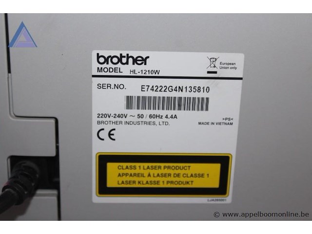 Laserprinter, brother, hl-1210w, 220-240v, werking niet gekend - afbeelding 2 van  3