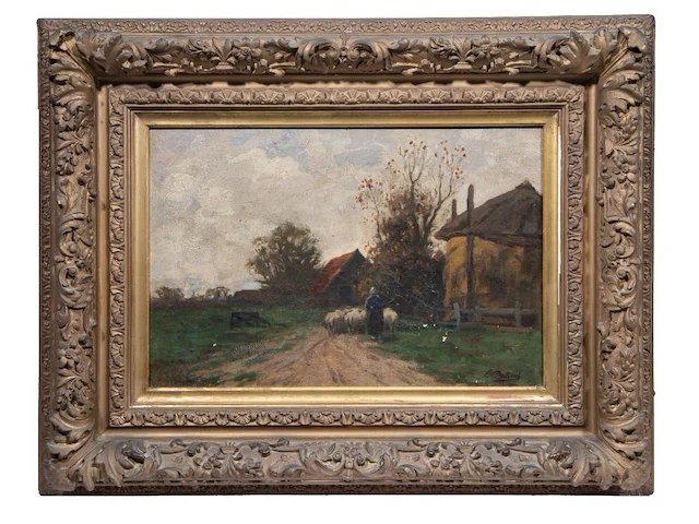 Laurent de beul (1821-1872), the return of the shepherdess with her flock of sheep, oil on canvas 42 x 62 cm. (16.53 x 24.41 in.), frame: 72 x 92 cm. (28.35 x 36.21 in.) - afbeelding 2 van  6