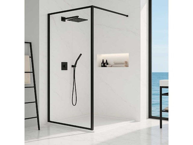 Lavinno - 140 bcf - inloopdouche met mat zwart frame - afbeelding 1 van  5