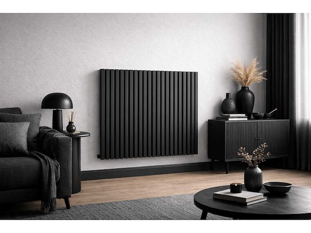 Lavinno - hori 90 - h900xb900 horizontaale designradiator mat zwart - afbeelding 1 van  4