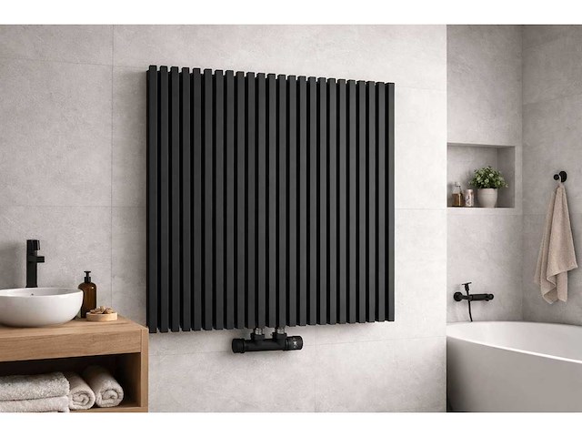 Lavinno - hori 90 - h900xb900 horizontaale designradiator mat zwart - afbeelding 2 van  4