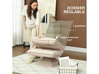 Lazy floor fauteuil, relax-fauteuil met lig, verstelbare rugleuning, 360° draaibaar, beige linnen bekleding - afbeelding 1 van  2
