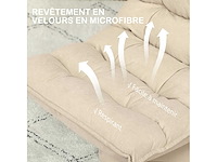 Lazy floor fauteuil, relax-fauteuil met lig, verstelbare rugleuning, 360° draaibaar, beige linnen bekleding - afbeelding 2 van  2