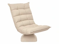 Lazy floor fauteuil, relax-fauteuil met lig, verstelbare rugleuning, 360° draaibaar, beige linnen bekleding - afbeelding 2 van  6