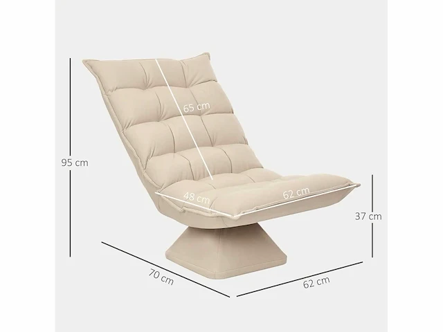 Lazy floor fauteuil, relax-fauteuil met lig, verstelbare rugleuning, 360° draaibaar, beige linnen bekleding - afbeelding 3 van  6
