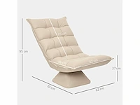 Lazy floor fauteuil, relax-fauteuil met lig, verstelbare rugleuning, 360° draaibaar, beige linnen bekleding - afbeelding 3 van  6