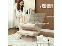 Lazy floor fauteuil, relax-fauteuil met lig, verstelbare rugleuning, 360° draaibaar, beige linnen bekleding - afbeelding 4 van  6