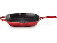 Le creuset koekenpan geëmailleerd gietijzeren grill, vierkant, 26 cm, 2,86 kg, cherry, 20183260600422 - afbeelding 6 van  8