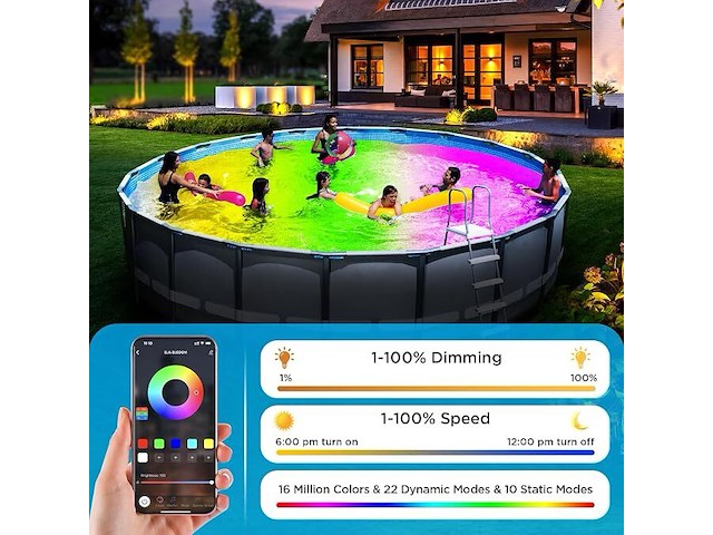Led- zwembadverlichting rgb - afbeelding 3 van  4