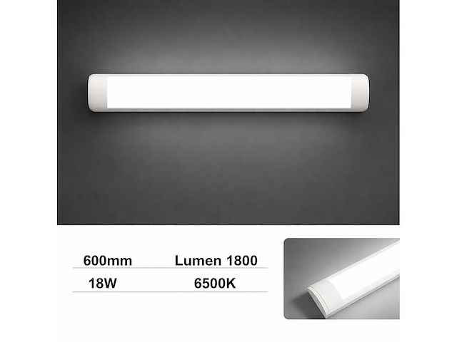 Led batten 18w – 60 cm – 6500k koel wit – ip20 – koppelbaar (x100) - afbeelding 1 van  5