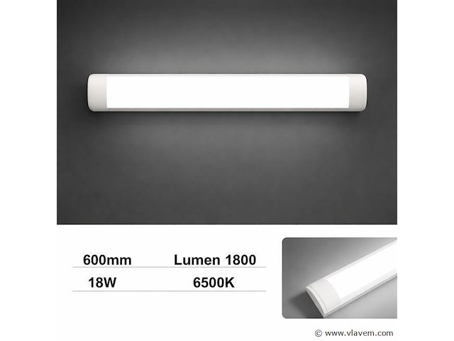 Led batten 18w – 60cm – 6500k koud wit – ip20 stofdicht – koppelbaar (x20) - afbeelding 1 van  5