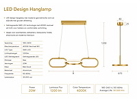 Led design hanglamp 20w – 4000k neutraal wit - rose gold – ip20 – empire-20 - afbeelding 4 van  5