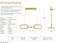 Led design hanglamp 20w – 4000k neutraal wit - rose gold – ip20 – empire-20 - afbeelding 5 van  6
