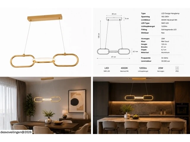 Led design hanglamp 20w – 4000k neutraal wit - rose gold – ip20 – empire-20 - afbeelding 6 van  6
