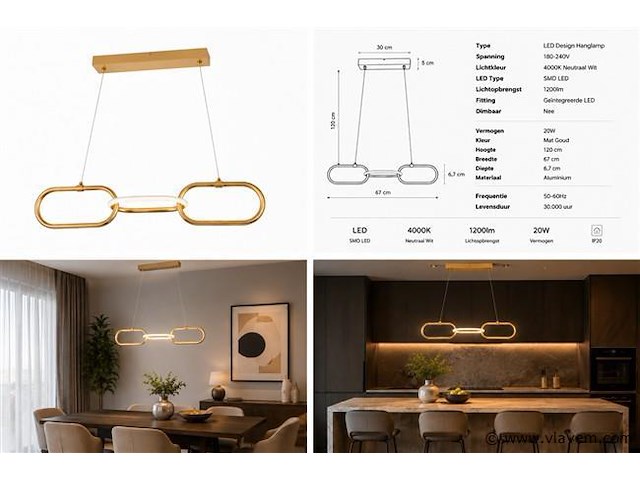 Led design hanglamp 20w – 4000k neutraal wit - rose gold – ip20 – empire-20 - afbeelding 5 van  5
