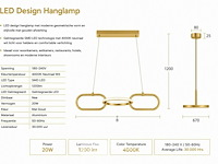 Led design hanglamp 20w – 4000k neutraal wit - rose gold – ip20 – empire-20 - afbeelding 5 van  6