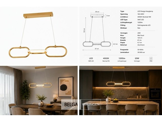 Led design hanglamp 20w – 4000k neutraal wit - rose gold – ip20 – empire-20 - afbeelding 6 van  6